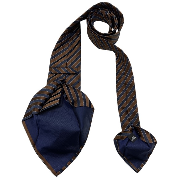 KITON XL Gray/Brown Striped Silk LUXURY Tie ITALY - Picture 4 of 5